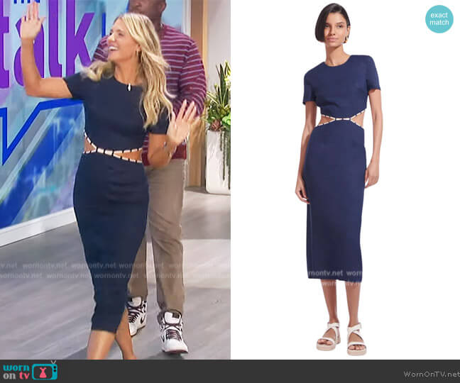 Staud Matteo Dress in Navy worn by Amanda Kloots on The Talk