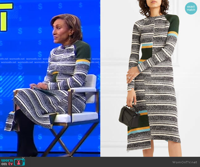 Victoria Beckham Striped Ribbed Sweater worn by Robin Roberts on Good Morning America