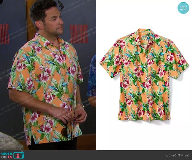 Tommy Bahama Coco Beach Camp Shirt worn by Stefan DiMera (Brandon Barash ) on Days of our Lives