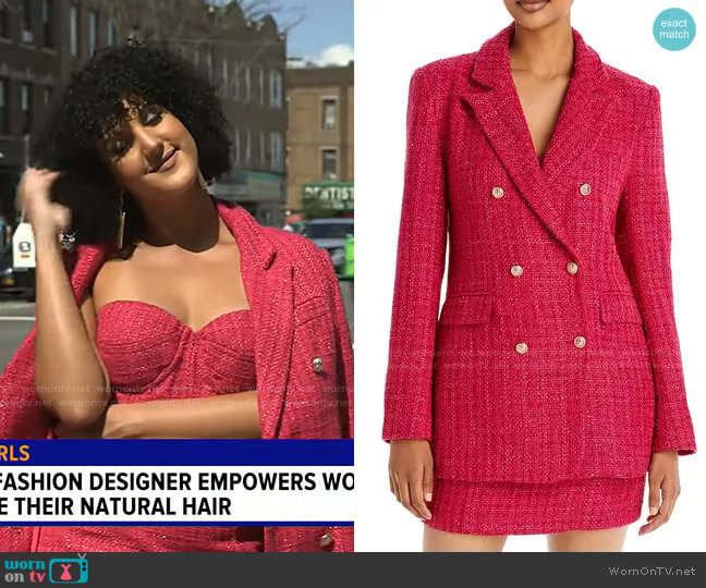 AQUA x Maeve Reilly Tweed Double Breasted Blazer