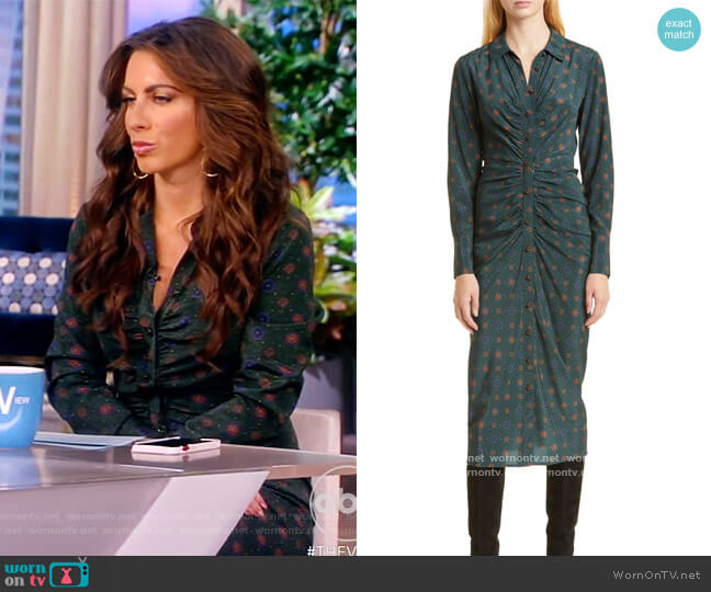 Veronica Beard Mesika Long Sleeve Stretch Silk Midi Shirtdress worn by Alyssa Farah Griffin on The View