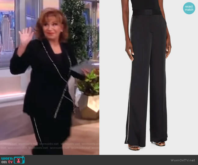 Veronica Beard Millicent Crystal Side Stripe Satin Pants worn by Joy Behar on The View