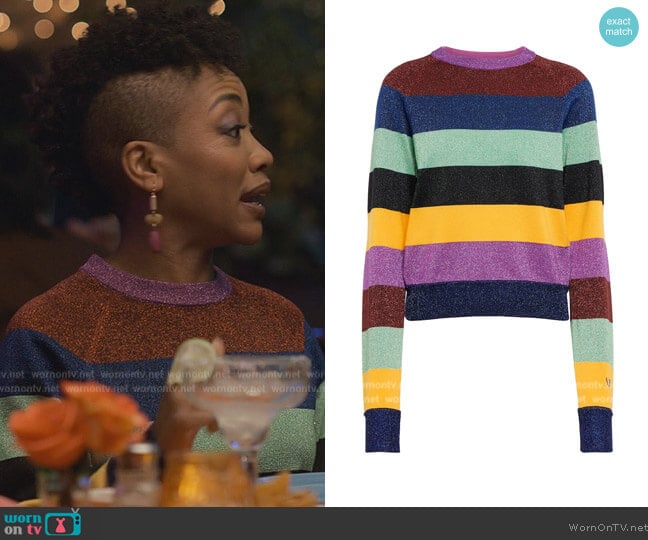 Victoria Beckham Striped metallic sweater worn by Autumn Owens (Tiffany Yvonne Cox) on Reasonable Doubt