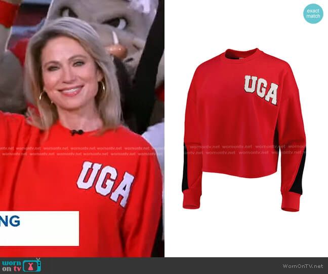 Georgia Bulldogs Georgia Bulldogs Colorblock Pullover Sweatshirt worn by Amy Robach on Good Morning America