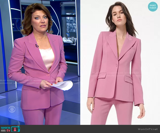 Michael Kors Wool Peak-Lapel Blazer worn by Norah O'Donnell on CBS Evening News