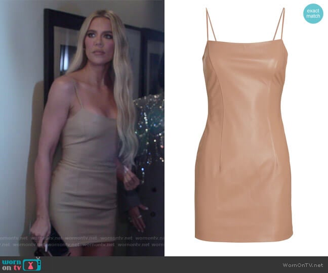 Zeynep Arcay Leather Strappy Mini Dress worn by Khloe Kardashian (Khloe Kardashian) on The Kardashians