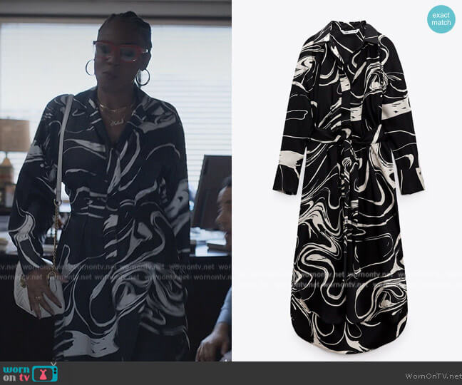 Zara Black Printed Shirt Casual Maxi Dress worn by Fallon Stephens (Aries Sanders) on Reasonable Doubt