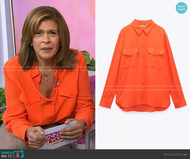 Zara Flowy Shirt with Pockets worn by Hoda Kotb on Today