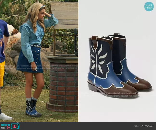 Zara Leather Cowboy Ankle Boots worn by Destiny Baker (Mallory James Mahoney) on Bunkd