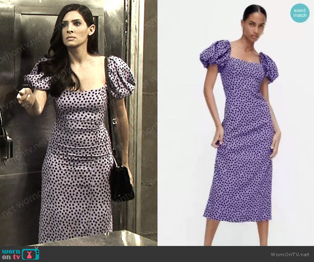 Zara Polka Dot Dress with Puff Sleeves worn by Gabi Hernandez (Camila Banus) on Days of our Lives