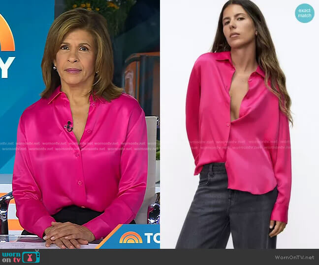 Zara Satin Effect Shirt worn by Hoda Kotb on Today