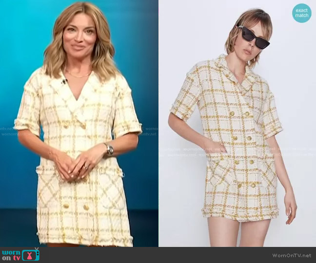 Zara Tweed Short Dress worn by Kit Hoover on Access Hollywood