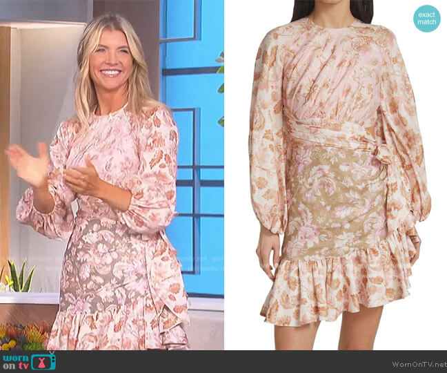 Zimmermann Wrap Billow Mini Dress worn by Amanda Kloots on The Talk