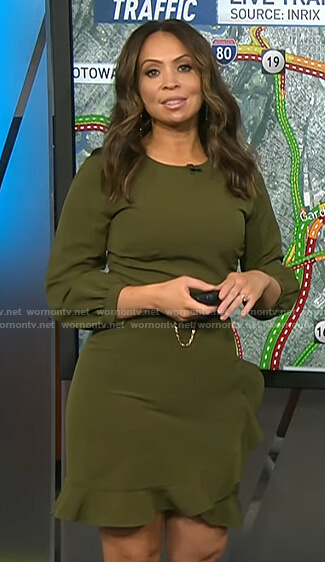 Adelle’s green ruffle trim dress on Today