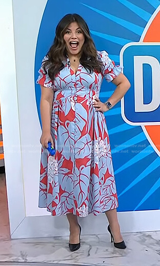 Adrianna’s red and blue floral dress on Today