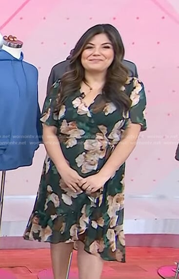 Adrianna’s green floral wrap dress on Today
