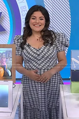 Adrianna’s plaid puff sleeve midi dress on Today