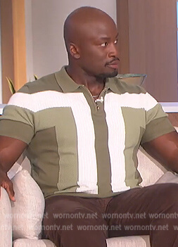 Akbar’s green textured polo on The Talk