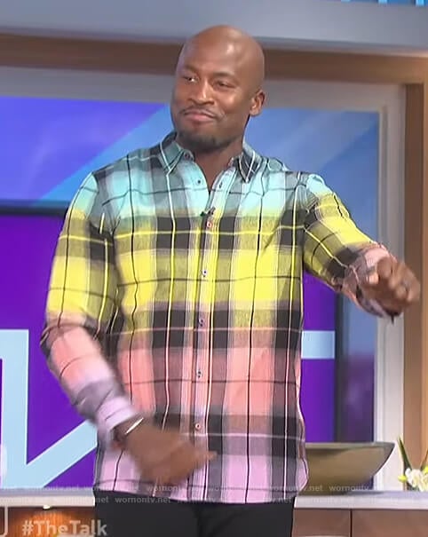 Akbar’s rainbow plaid shirt on The Talk