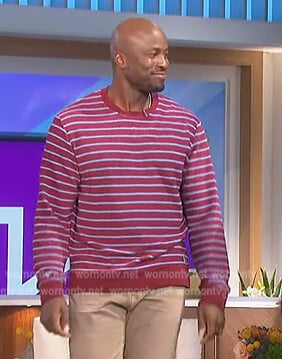 Akbar’s purple stripe sweater on The Talk