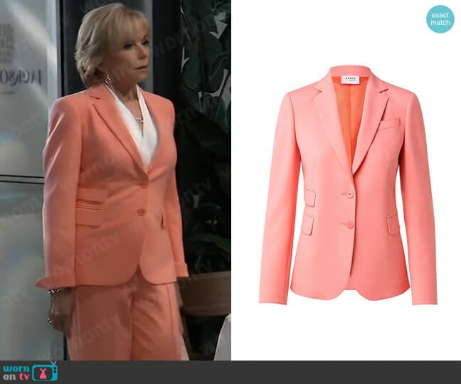 Akris Punto Pebble Crepe Jacket worn by Peyton Honeycutt (Linda Purl) on General Hospital