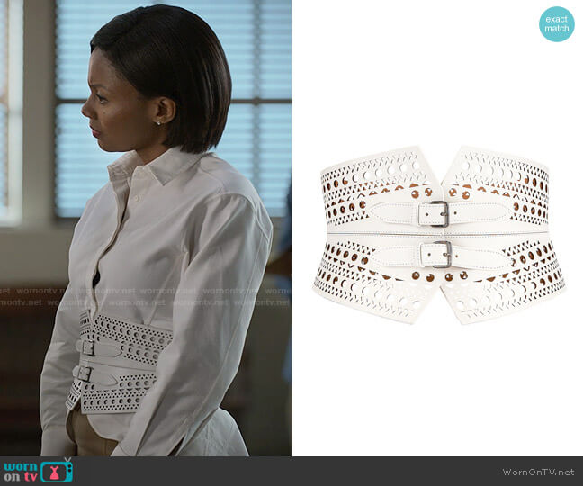 Alaia Double Buckle Belt worn by Jax Stewart (Emayatzy Corinealdi) on Reasonable Doubt