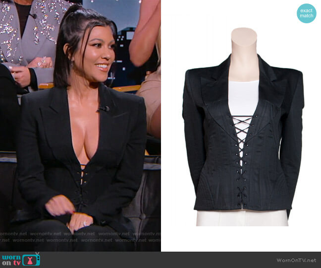 Alexander McQueen 2002 Black Corsetted Blazer worn by Kourtney Kardashian (Kourtney Kardashian) on The Kardashians