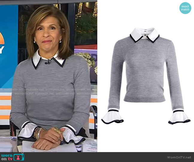 Alice + Olivia Justina Mixed Media Pullover worn by Hoda Kotb on Today