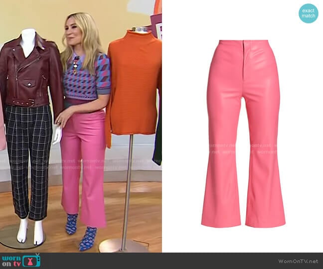 Alice + Olivia Lorinda Vegan Leather Flare Ankle Pants worn by Chassie Post on Today