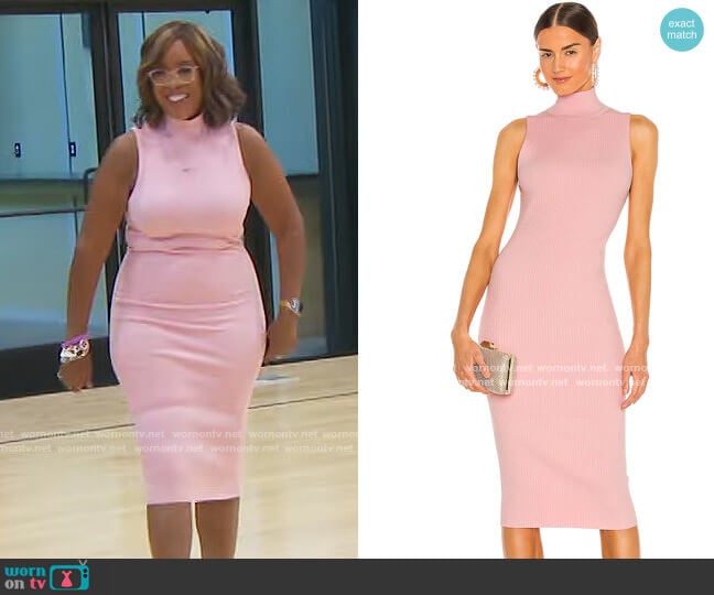 Alice + Olivia Brooklynne Dress in Blush worn by Gayle King on CBS Mornings