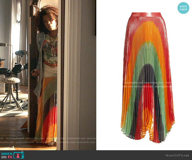 Alice + Olivia Katz Skirt in Rave Dip Dye worn by Viola Marsette (Lorraine Toussaint) on The Equalizer