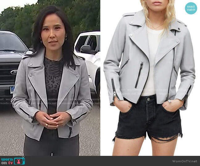 All Saints Fern Leather Biker Jacket worn by Vicky Nguyen on Today