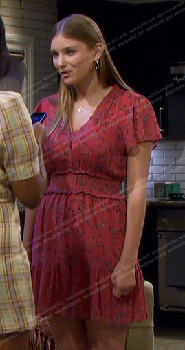 Allie’s pink floral smocked mini dress on Days of our Lives