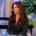 Alyssa’s green printed ruched dress on The View