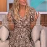 Amanda’s brown check embroidered dress on The Talk