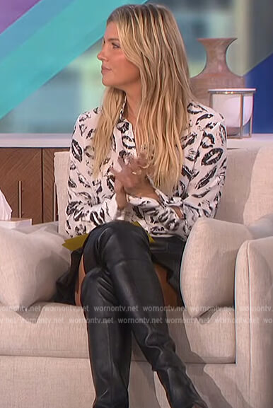 Amanda’s printed blouse and skirt on The Talk