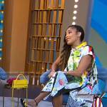 Amanda’s mixed print dress on Good Morning America