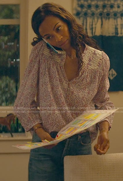Amy’s purple floral top on From Scratch