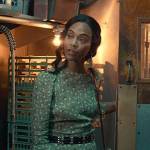 Amy’s sage green floral mini dress on From Scratch