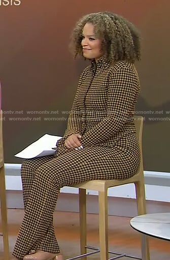 Antonia’s orange check shirt and pants on Today