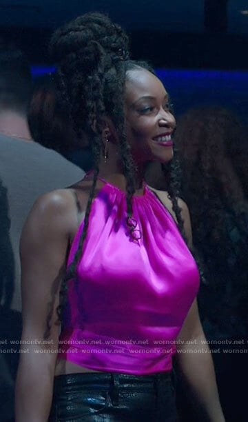 April’s pink halter top on Chicago Med