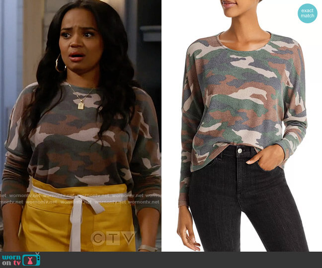Aqua Long Sleeve Camo Tee worn by Randi (Kyla Pratt) on Call Me Kat