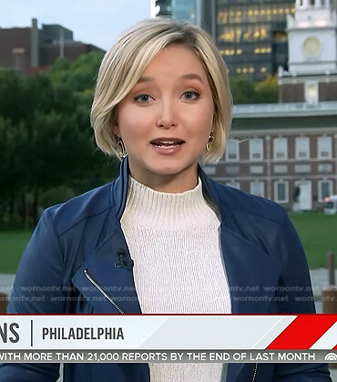 Dasha’s blue leather jacket on Today