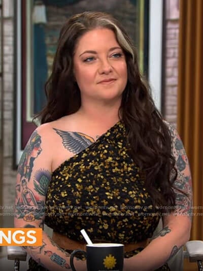 Ashley McBryde’s floral one-shoulder jumpsuit on CBS Mornings