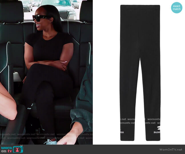 Balenciaga Logo-intarsia rib-knit leggings worn by (Malika Haqq) on The Kardashians