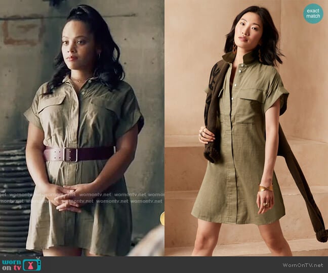 Banana Republic Utility Shirtdress in Tate Olive Green worn by Darla (Bianca Lawson) on Queen Sugar