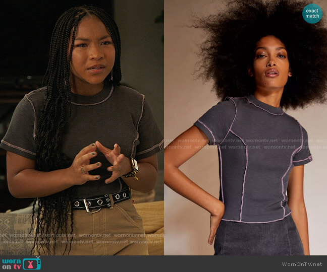 BDG Katie Seamed Baby Tee in Grey worn by Delilah (Laya DeLeon Hayes) on The Equalizer