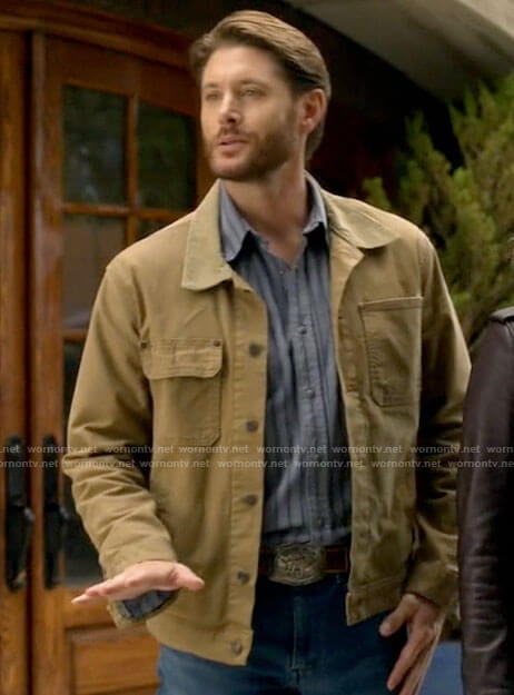 Beau’s light brown jacket with corduroy collar on Big Sky