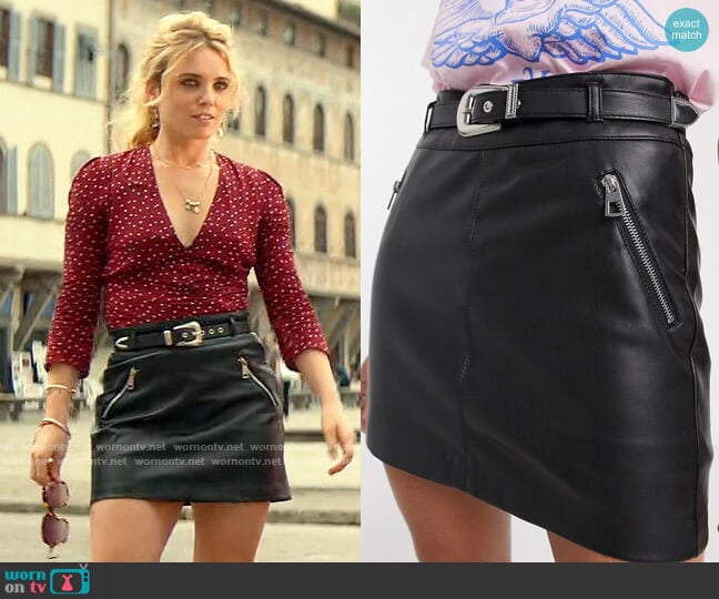 Bershka Western Belted Faux Leather Mini Skirt worn by Sloane (Ruby Kammer) on From Scratch