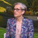 Betsy Beers’s blue floral blazer and pants on Good Morning America